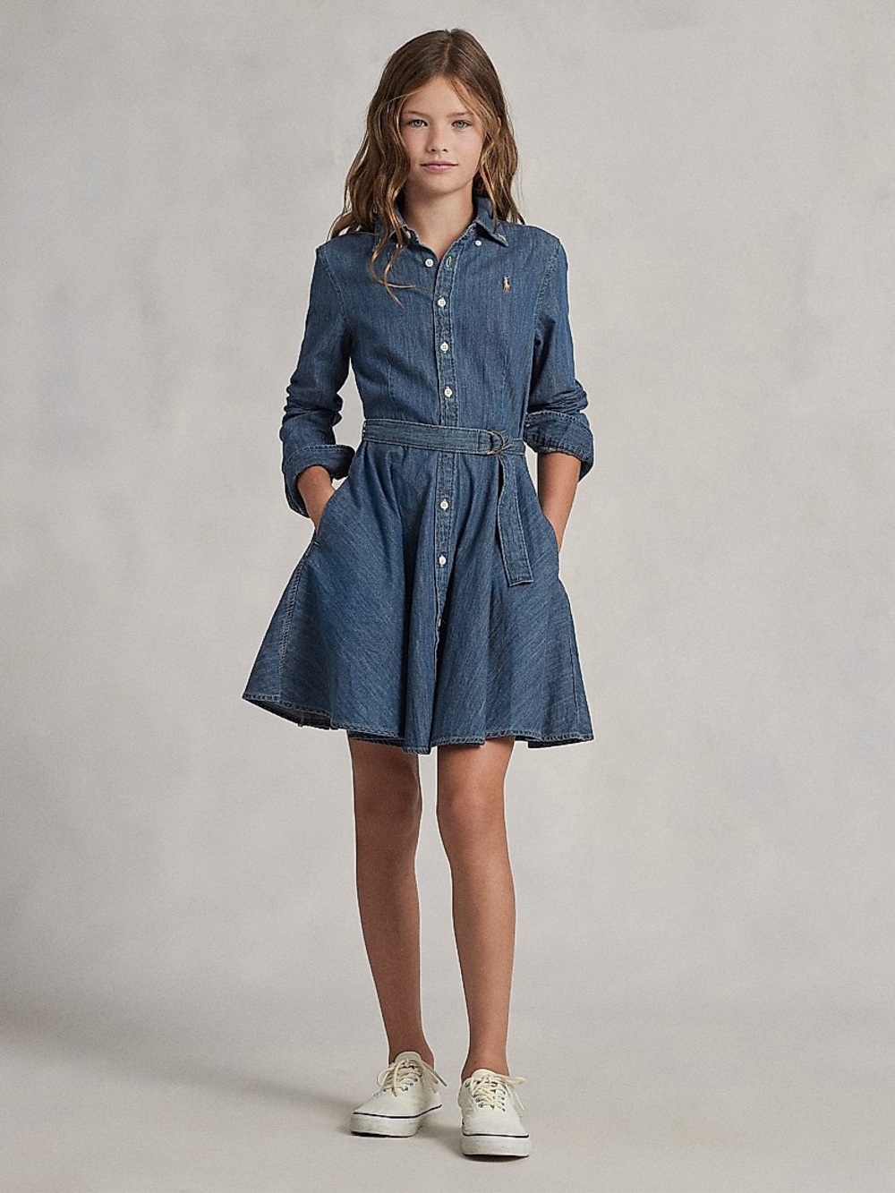 Ralph Lauren Denim Shirt Dress in Blue with Belt 6-7T